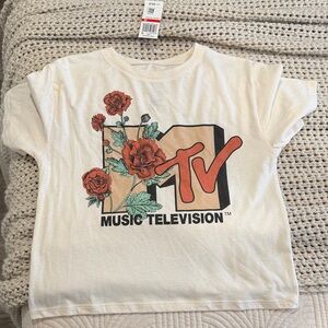 Women Tan Graphic Cropped Tee with Floral Design